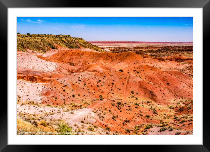 Tawa Point Painted Desert Petrified Forest National Park Arizona Framed Mounted Print by William Perry