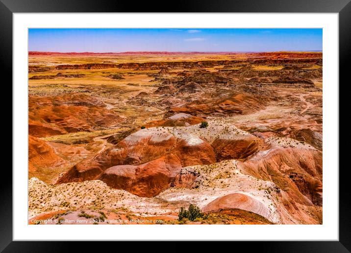 Tawa Point Painted Desert Petrified Forest National Park Arizona Framed Mounted Print by William Perry