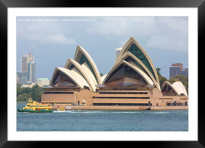 Sydney Opera House and Sydney ferry Framed Mounted Print by martin berry