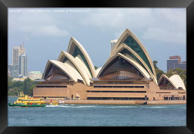 Sydney Opera House and Sydney ferry Framed Print by martin berry
