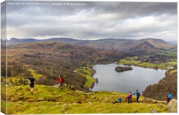 Lake District National Park and Lake Grasmere Canvas Print by martin berry