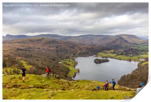 Lake District National Park and Lake Grasmere Print by martin berry