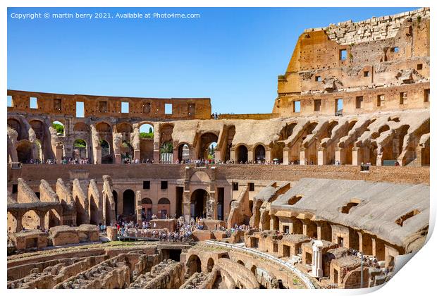 Rome Colosseum Interior Italy Print by martin berry