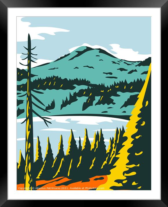 Lassen Volcanic National Park in California WPA Poster Art Framed Mounted Print by Aloysius Patrimonio