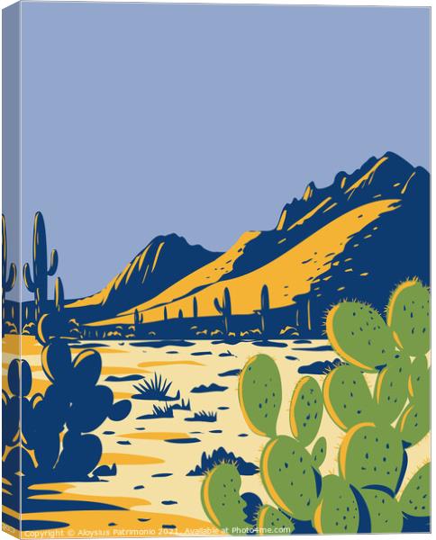 Prickly Pear Cactus or Opuntia Growing in Ironwood Forest National Monument Located in the Sonoran Desert of Arizona WPA Poster Art Canvas Print by Aloysius Patrimonio