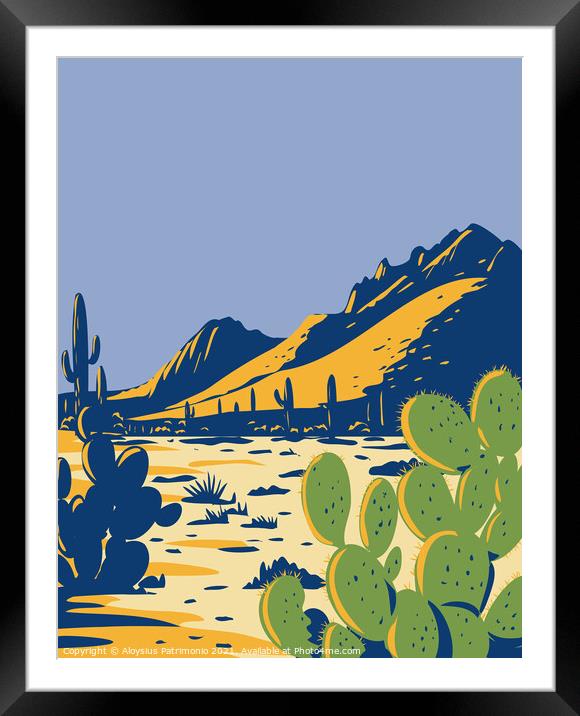 Prickly Pear Cactus or Opuntia Growing in Ironwood Forest National Monument Located in the Sonoran Desert of Arizona WPA Poster Art Framed Mounted Print by Aloysius Patrimonio