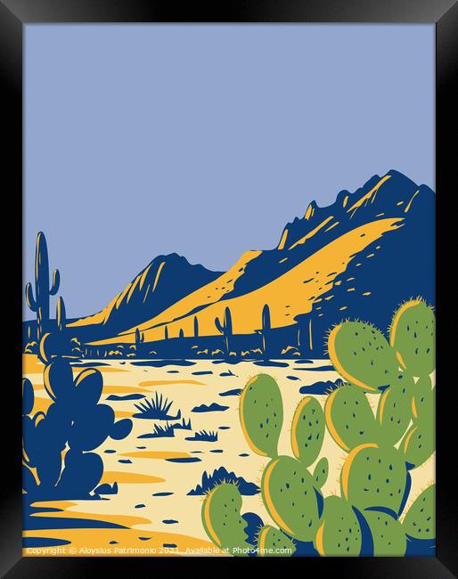 Prickly Pear Cactus or Opuntia Growing in Ironwood Forest National Monument Located in the Sonoran Desert of Arizona WPA Poster Art Framed Print by Aloysius Patrimonio