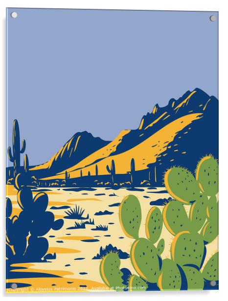 Prickly Pear Cactus or Opuntia Growing in Ironwood Forest National Monument Located in the Sonoran Desert of Arizona WPA Poster Art Acrylic by Aloysius Patrimonio