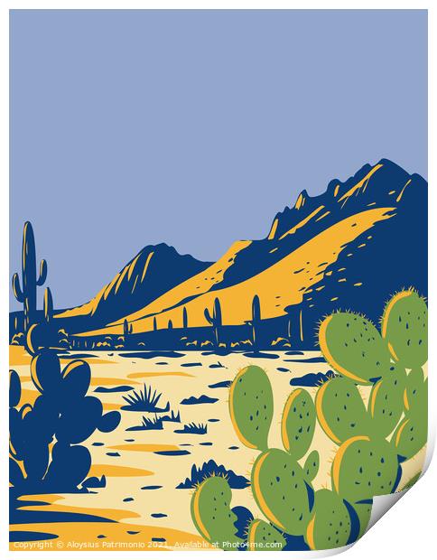 Prickly Pear Cactus or Opuntia Growing in Ironwood Forest National Monument Located in the Sonoran Desert of Arizona WPA Poster Art Print by Aloysius Patrimonio