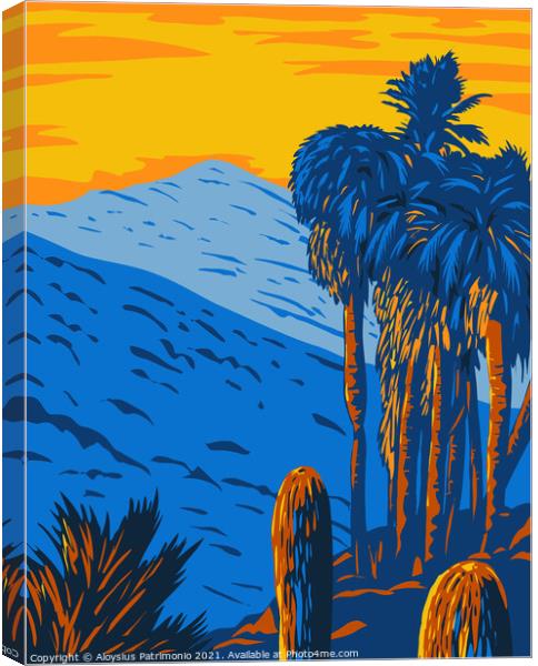 The Santa Rosa and San Jacinto Mountains National Monument California with the Santa Rosa and San Jacinto Mountain Ranges WPA Poster Art Canvas Print by Aloysius Patrimonio