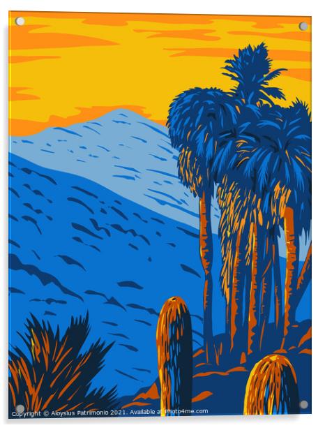 The Santa Rosa and San Jacinto Mountains National Monument California with the Santa Rosa and San Jacinto Mountain Ranges WPA Poster Art Acrylic by Aloysius Patrimonio