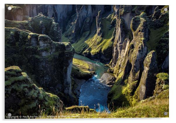 Fjadrargljufur canyon in Iceland Acrylic by Paulo Rocha