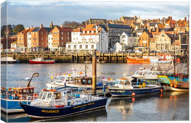 Whitby Harbour and Fishing Boats Canvas Print by martin berry