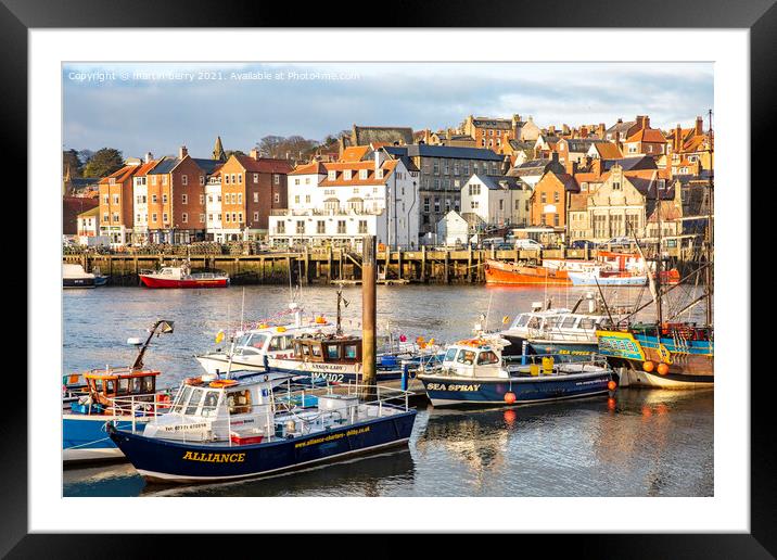 Whitby Harbour and Fishing Boats Framed Mounted Print by martin berry