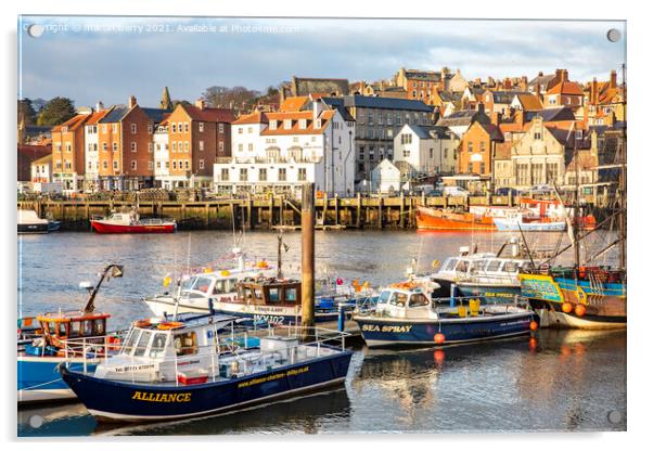 Whitby Harbour and Fishing Boats Acrylic by martin berry