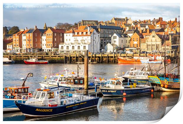 Whitby Harbour and Fishing Boats Print by martin berry