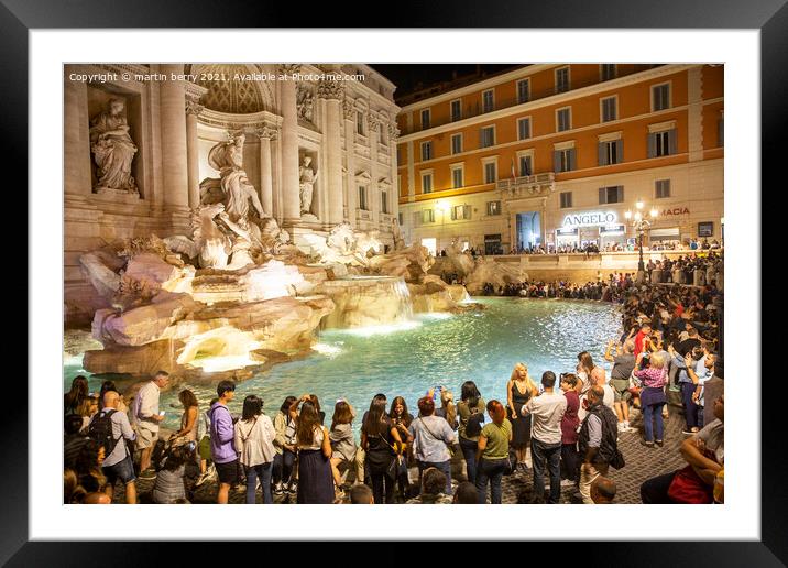 Rome Trevi Fountain Night Framed Mounted Print by martin berry