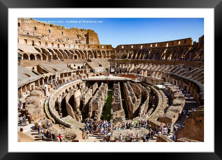 Rome Colosseum Interior Framed Mounted Print by martin berry