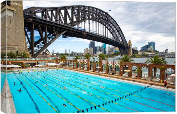 Sydney Harbour Bridge and Milsons Point Olympic Po Canvas Print by martin berry