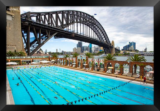 Sydney Harbour Bridge and Milsons Point Olympic Po Framed Print by martin berry