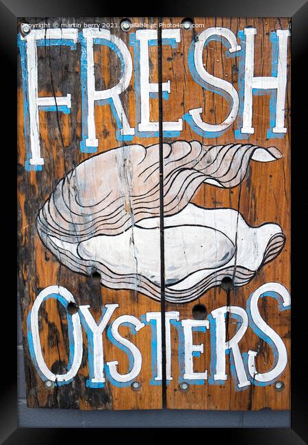Fresh Oysters Board Framed Print by martin berry