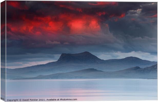 Gloaming Fire and Mist, Beinn Ghobhlach, Scotland Canvas Print by David Forster