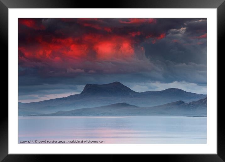 Gloaming Fire and Mist, Beinn Ghobhlach, Scotland Framed Mounted Print by David Forster
