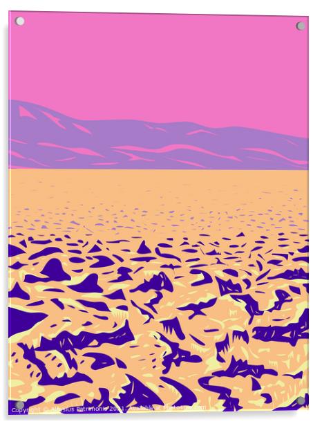 Devil's Golf Course in Death Valley National Park Located in California Nevada border United States WPA Poster Art Acrylic by Aloysius Patrimonio