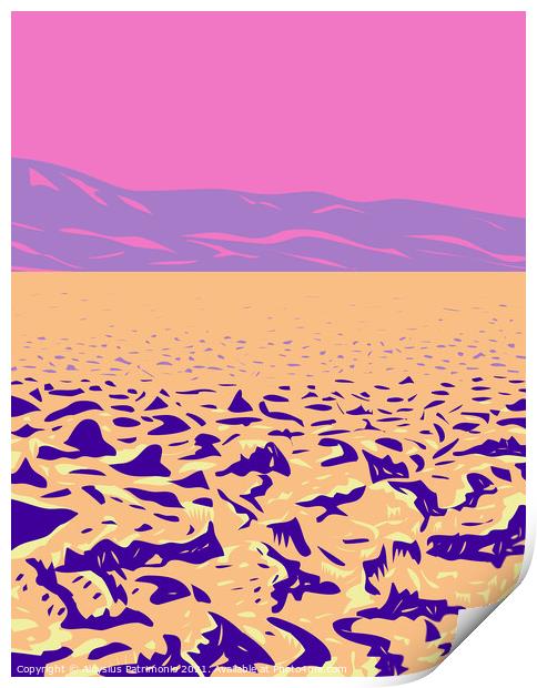 Devil's Golf Course in Death Valley National Park Located in California Nevada border United States WPA Poster Art Print by Aloysius Patrimonio