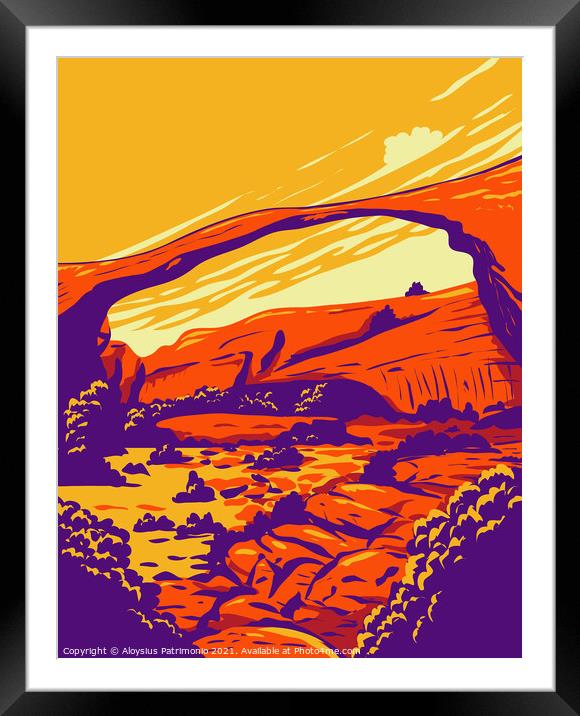 Landscape Arch located in Arches National Park Utah United States  WPA Poster Art Framed Mounted Print by Aloysius Patrimonio