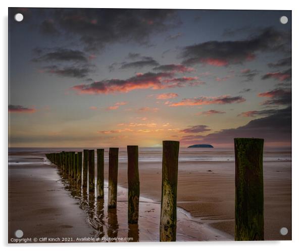 Sunset across Berrow Beach Acrylic by Cliff Kinch