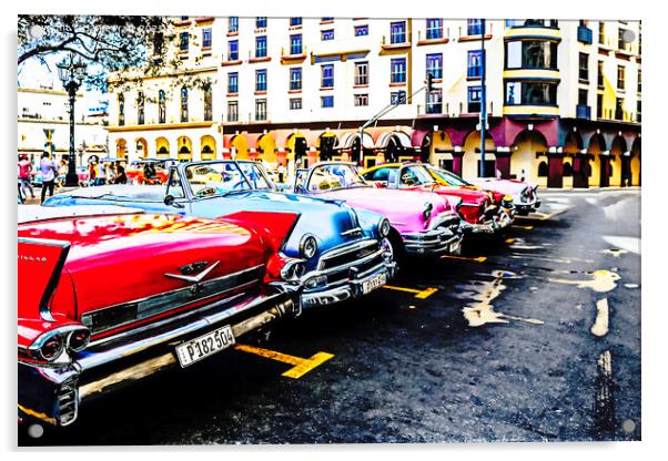 Vintage Car Row Acrylic by Janie Pratt
