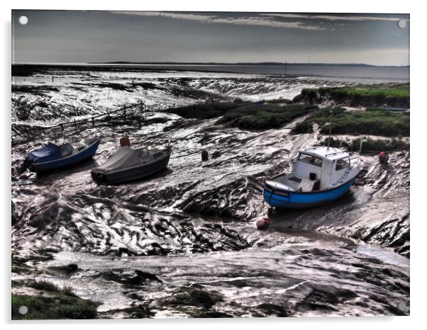 Fishing boats in harbour at low tide Acrylic by mark humpage