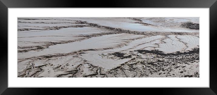 Low tide mud at Clevedon, Somerset Framed Mounted Print by mark humpage