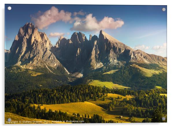 Sassolungo mountain, Dolomites Alps Acrylic by Stefano Orazzini