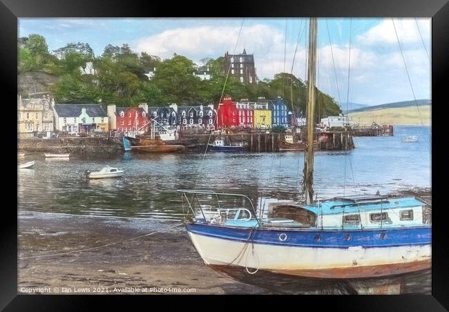 Tobermory Harbour Framed Print by Ian Lewis
