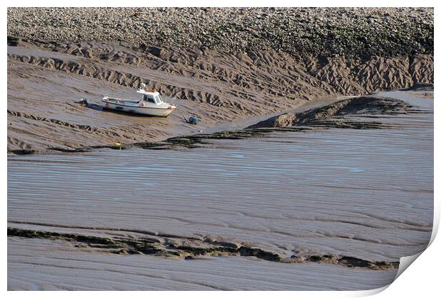 Clevedon boat at low tide Print by mark humpage