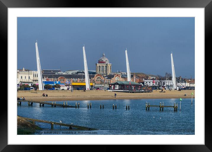 City Beach, Southend on Sea, Essex. Framed Mounted Print by Peter Bolton
