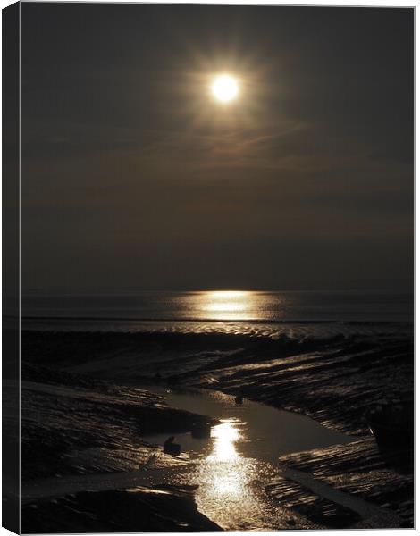 Sunset over Clevedon harbour, Somerset Canvas Print by mark humpage