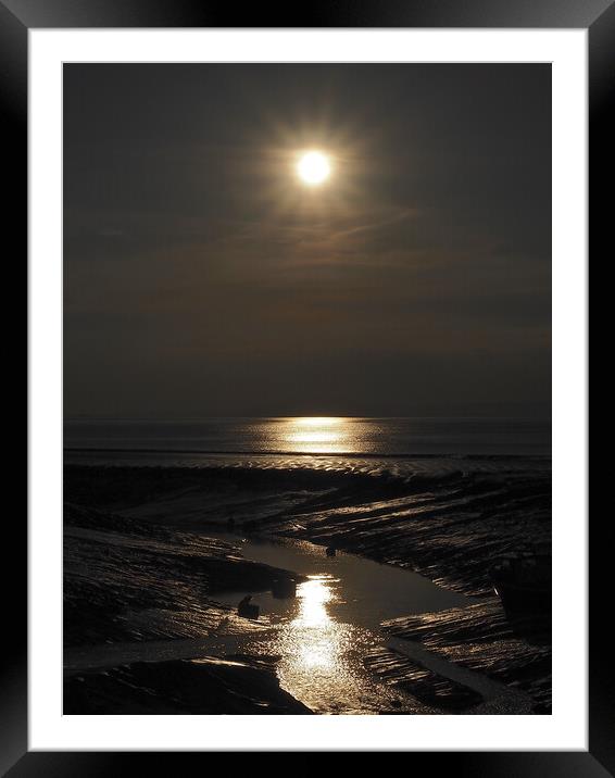 Sunset over Clevedon harbour, Somerset Framed Mounted Print by mark humpage