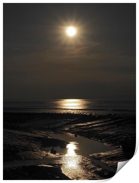 Sunset over Clevedon harbour, Somerset Print by mark humpage
