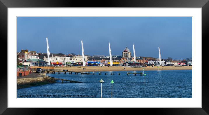 City Beach, Southend on Sea, Essex. Panoramic view. Framed Mounted Print by Peter Bolton