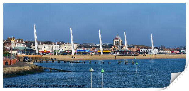 City Beach, Southend on Sea, Essex. Panoramic view. Print by Peter Bolton