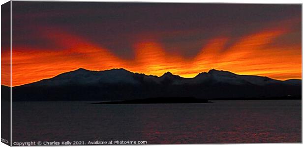 Arran on Fire Canvas Print by Charles Kelly