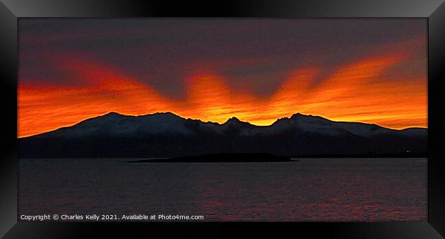 Arran on Fire Framed Print by Charles Kelly