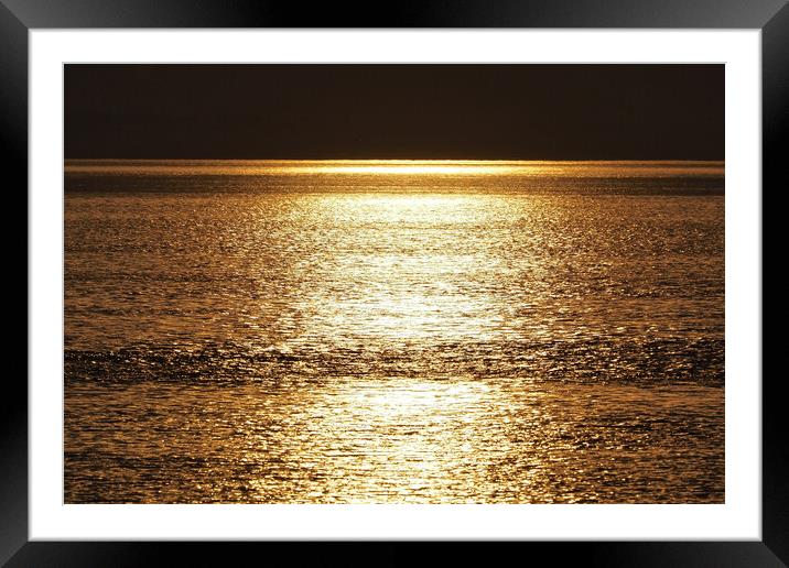 Golden Sunset over water at Clevedon Somerset. Framed Mounted Print by mark humpage
