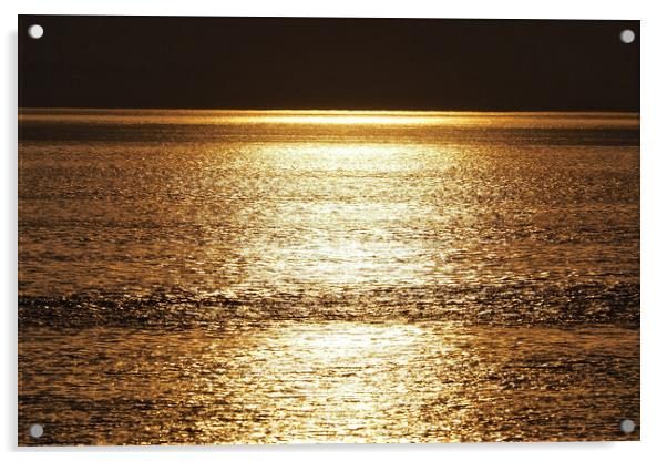 Golden Sunset over water at Clevedon Somerset. Acrylic by mark humpage