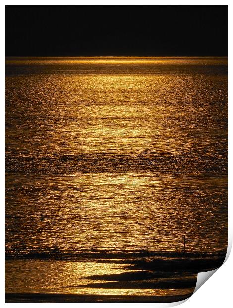 Golden Sunset over water at Clevedon, Somerset. Print by mark humpage