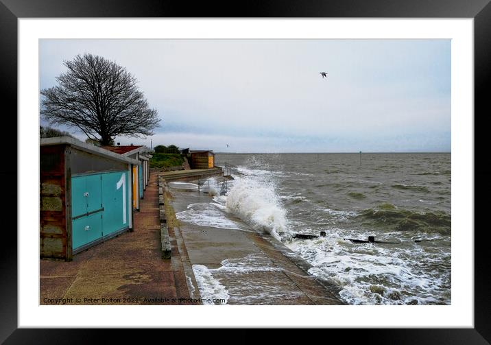 East Beach at high tide, Shoeburyness, Essex. Framed Mounted Print by Peter Bolton