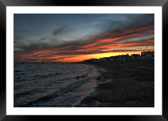 Sunset over the coast at Thorpe Bay, Essex. Framed Mounted Print by Peter Bolton